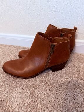 Lucky Brand Leather Ankle Booties with Side Zip, Women's 8.5
